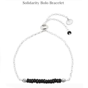 Silpada 925 Sterling Silver Black Spinel Solidarity Bolo Bracelet